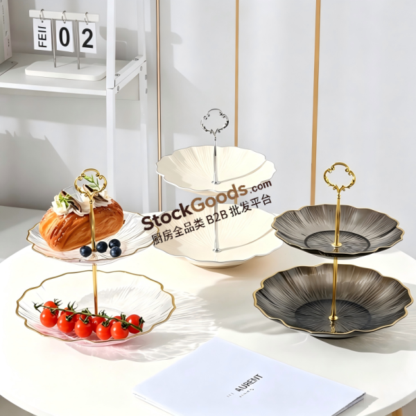 2‑Tier Petal Dessert Stand, 3 Colors Available